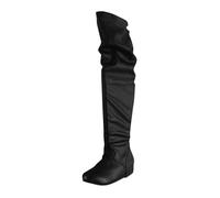 Stylish Classic Round Toe Low Heeled Over The Knee Western Boots for Women Comfortable Durable Fashionable High Boots (Black, 5.5)