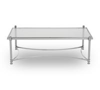 Stylish Clear And Silver Coffee Table, Spacious Glass Topped Table, Modern Metallic Finished Coffee Table Premier Housewares Silver One Size
