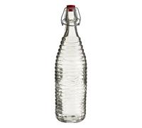 Stylish Clear Glass 1000Ml Bottle With Clip Stopper, Airtight Sealed Clear Glassware, Durable Drinking Class