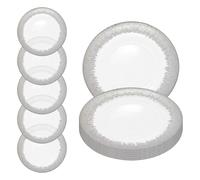 Stylish Clear Glass Charger Plate featuring Silver Trim - 33cm Decorative Tableware Perfect for Weddings, Decorations, Birthday Celebrations, Catering Events, Parties, Bridal Shower Parties - 12 Pcs