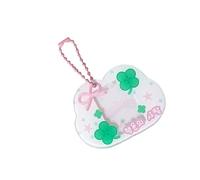 Stylish Clovers Design Acrylic Photo Card Holder Pendant for 1 Inch Pictures Suitable for Commuters and Travellers, White Little Clouds, One Size