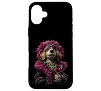 Stylish Cocker Spaniel Portrait Fashion Dog Wine Graphic Case for iPhone 16 Plus