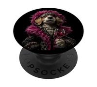 Stylish Cocker Spaniel Portrait Fashion Dog Wine Graphic PopSockets Adhesive PopGrip