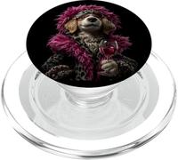 Stylish Cocker Spaniel Portrait Fashion Dog Wine Graphic PopSockets PopGrip for MagSafe
