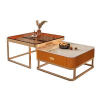 Stylish Coffee Table Set with Storage Drawer Tempered Glass Top & Sturdy Metal FrameModern Furniture for Living Room Home Decor and SpaceSaving Solutions