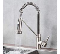 & Stylish Commercial Kitchen Faucet with Pull-Down Black Sprayer, Single Handle Tap for & Country Houses