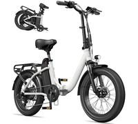 Stylish & Compact Electric Bicycle - Ultra-Lightweight,Foldable 2-Wheeler,With 48V 16AH Removable Battery,80 KM Max Range,For Men & Women (Commuting & Trunk-Friendly) White
