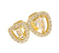 Stylish Copper Plated Tone Hollow Heart Teeth Grills Fashion Accessory Decoration Portable For Unique Expression Event Adjustable Tooth Grillzs