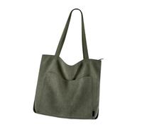 Stylish Corduroy Shoulder Bag Spacious Design Multi Pocket Organizers Practical Handbag For Work Travel Daily Use, Green, As the pic show