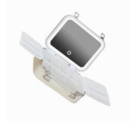 Stylish Cosmetic Storage Case Aluminum Frame PC Construction Adjustable Rings Light Integrated Mirrored Box Winged Makeup Organiser PC Aluminum Frame