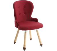 Stylish Cotton Linen Dining Chairs Solid Wood Reception Chair for Study Cake Shop Clothing Store Home & Bedroom Use - Elegant Wine Red Design
