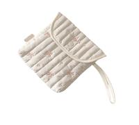 Stylish Cotton Polyester Period Essential Bag with Decorative Bows Design Compact Cosmetic Organized for Women Girls Cute Bows Embroidery Toiletry Bag