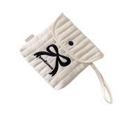 Stylish Cotton Polyester Period Essential Bag with Decorative Sheets Design Compact Cosmetic Organised for Women Girls Portable Menstruation Organiser Bag, Big Black Bow, Mass beauty