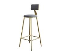 Stylish Counter Height Bar Stool with Backrest & Footrest Wrought Iron Frame Ideal for Cafe Restaurant & Kitchen - Available in 6 Colors (Gray 65cm)