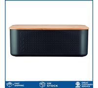 Stylish Countertop Bistro Bread Box with Bamboo Cutting Board Lid Black