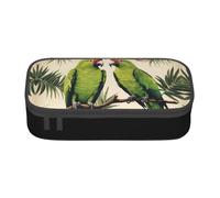 Stylish Couple Parrots Olive Printed Zipper Pencil Case Large Capacity Multi-Functional Organizer Cosmetic Bag Portable Pen Pouch For Organizing Pencils Makeup Accessories And School Office
