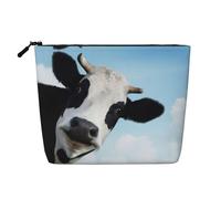Stylish Cow Patterns Print Fake Hemp Makeup Bag - Travel Toiletry Organizer, Reusable Cosmetic Pouch with Large Capacity
