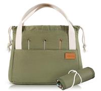 Stylish Crochet Bag Organizer Easily Organizes Your Yarn - Durable Canvas Bag w/ 8 Pockets Stores Plenty of Yarn Skeins & Crocheting Supplies/Accessories - Perfect Basket for Gifting to Knitting Fans