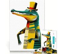 Stylish Crocodile with Top Hat Illustration Jigsaw Puzzles for Teenagers 1000 Piece Smart Toy Leisure Time Accurate Cut Seasonal Gift 50x75cm