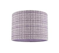 Stylish Cross Hatch Designed Textured Linen Fabric Lamp Shade in Lilac and White | 18cm x 25cm | Inner Lilac Satin Lining by Happy Homewares