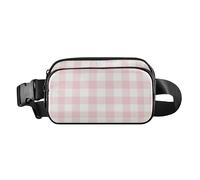 Stylish Crossbody Bag for Women Men Teens Waterproof Belt Bag Travel Wallet with Buffalo Plaid Pink Plaid Scotland Plaid 8"x5.3"x2.3", Retro, Pink Buffalo Plaid Scotland Plaid, 8" x 5.3" x 2.3", Retro