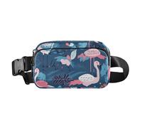 Stylish Crossbody Bag Waist Packs for Women Men Small Sling Bag Travel Essential with Adjustable Strap for Travel Gym Work Matching Flamingo Illustration