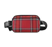 Stylish Crossbody Bag Waist Packs for Women Men Teenagers Small Crossbody Bag Anti Theft Waist Pack, Buffalo Plaid Tartan Check Scotland Red Line, 8" x 5.3" x 2.3", Retro, Buffalo Plaid Tartan Check