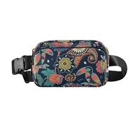 Stylish Crossbody Bag Waist Packs Women Men Adults Paisley Flowers Ethnic Retro Water Resistant Sling Chest Bag with Adjustable Strap for Shopping Sports Work, Paisley flowers ethnic30, 8" x 5.3" x