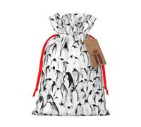 Stylish Crowd of Penguins Pattern Gift Bag with Handles and tag, Perfect for Christmas, Birthday, Wedding or Daily Gift - (M)
