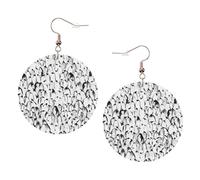 Stylish Crowd Of Penguins Pattern Print Piercing Round Leather Earrings Set 1 Pair Stylish Leather Earrings Dangle Hoop For Women Jewelry Gifts