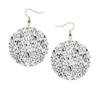 Stylish Crowd Of Penguins Pattern Print Piercing Round Leather Earrings Set 1 Pair Stylish Leather Earrings Dangle Hoop For Women Jewelry Gifts