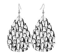 Stylish Crowd Of Penguins Piercing Teardrop Earrings Set Trendy Faux Leather For Women Girls Birthday Xmas Jewelry Gift