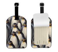 Stylish Crowd of Penguins Print Bag Tags Stylish Luggage Tag 4.3 X 2.76 Inch Essential Travel Accessory Suitcases