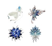 Stylish Crystal Butterfly Brooch, Dreamlike Flower Lapel Pin for Women, Elegant Clothing Hat Bag Accessories (4 pack)