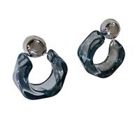 Stylish Crystal Like Acrylic Dangle Earrings Trendy Geometric Pattern Party Accessory Trendy Geometric Ear Adornment Stylish See Through Resin Hoop Earrings Art Deco Inspired Accessory