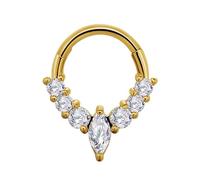 Stylish Crystal Septum Rings Stainless Steel Nose Jewelry Ear Cartilage Hoop Body Piercing Accessory For Parties Wear Marquise Zirconia Jewelry