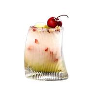 Stylish Curved Design Glass Mug Improves Drink Joy Clear Ribbed Drinks Glassware for Family and Coffee Lovers