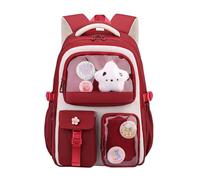 Stylish Cute School Backpack For Teen Girls Large Capacity Durable Bookbag Design For Elementary Middle Students (Red, One Size)