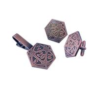 Stylish D&D D20 Cufflinks & Tie Clip Gift Set - Perfect RPG Gamer's Accessory Set, One Size, Metal, No Gemstone
