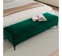 Stylish Dark Green Upholstered Storage Bench Space-Saving Ottoman Shoe with Padded Seat Flip Lid Footrest for Bedroom & Entryway 23.6in Chest Storage Solution