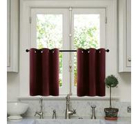 Stylish Dark Red Kitchen Curtains, 2-Piece Set, Short 137x45 cm, Privacy Window Panels with Loops, Elegant Bistro Curtains for Home Decor, Modern Kitchen Accessories