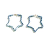 Stylish Denim Big Hoop Earrings Exaggerated Cloth Ear Stud Alloy Circle Square Heart Triangle Earrings Circle Dangle Earrings Retro Winding Jewelry for Women Friends, Zinc, No Gemstone