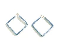 Stylish Denim Big Hoop Earrings Exaggerated Cloth Ear Stud Alloy Circle Square Heart Triangle Earrings Circle Dangle Earrings Retro Winding Jewelry for Women Friends, Zinc, No Gemstone