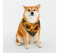 Stylish Dog Bandana - Unique Customized Patterns for Pet Clothes, Perfect for Dog Birthday, Valentine's Day, and More - Durable Polyester Pet Scarf Sunflower Trio Bloom Large