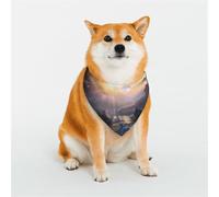 Stylish Dog Bandana - Unique Customized Patterns for Pet Clothes, Perfect for Dog Birthday, Valentine's Day, and More - Durable Polyester Pet Scarf Sunset Moon Path Small