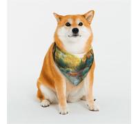 Stylish Dog Bandana - Unique Customized Patterns for Pet Clothes, Perfect for Dog Birthday, Valentine's Day, and More - Durable Polyester Pet Scarf Colorful Landscape Painting