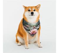 Stylish Dog Bandana - Unique Customized Patterns for Pet Clothes, Perfect for Dog Birthday, Valentine's Day, and More - Durable Polyester Pet Scarf Lotus Pond Serenity Large