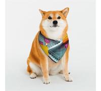Stylish Dog Bandana - Unique Customized Patterns for Pet Clothes, Perfect for Dog Birthday, Valentine's Day, and More - Durable Polyester Pet Scarf Colorful Architecture