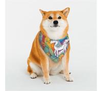 Stylish Dog Bandana - Unique Customized Patterns for Pet Clothes, Perfect for Dog Birthday, Valentine's Day, and More - Durable Polyester Pet Scarf RainbowUnicornBloom Large