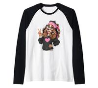 Stylish Dog Lover Cartoon Dog Glasses Graphic Playful Trippy Raglan Baseball Tee